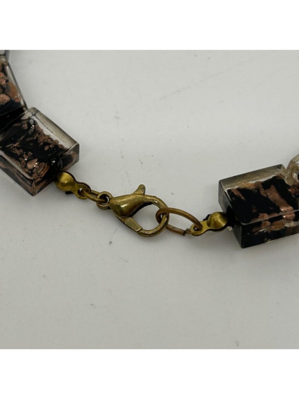 Vintage 1980s Retro Chunky Square Lucite Confetti Bead Bracelet Lobster Clasp - Picture 9 of 10